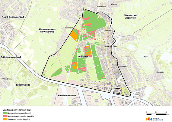 Schermafbeelding kaart deelgebied Polder Westzaan